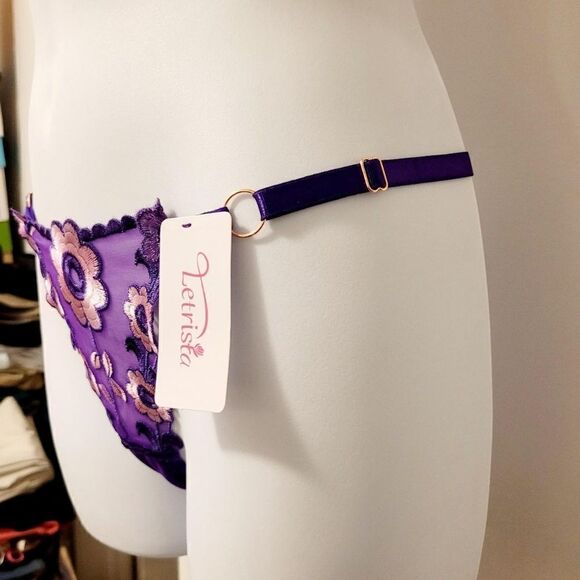2/$20 Brand new purple flower lace T-backs underwear panties - Picture 2 of 4